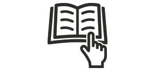 Guidance Icon with open book and finger pointing