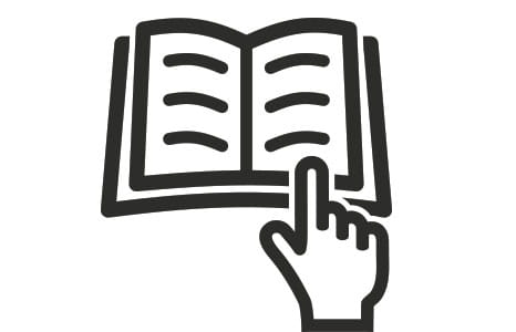 Guidance Icon with open book and finger pointing