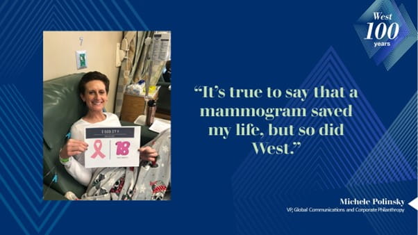 “It’s true to say that a mammogram saved my life, but so did West”- Michele Polinsky, VP Global Communications