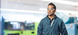 Employee with Safety Glasses on