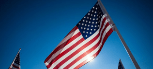 American Flag in sky