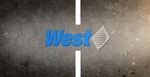 West logo on a road