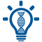 Light bulb with DNA strand inside icon
